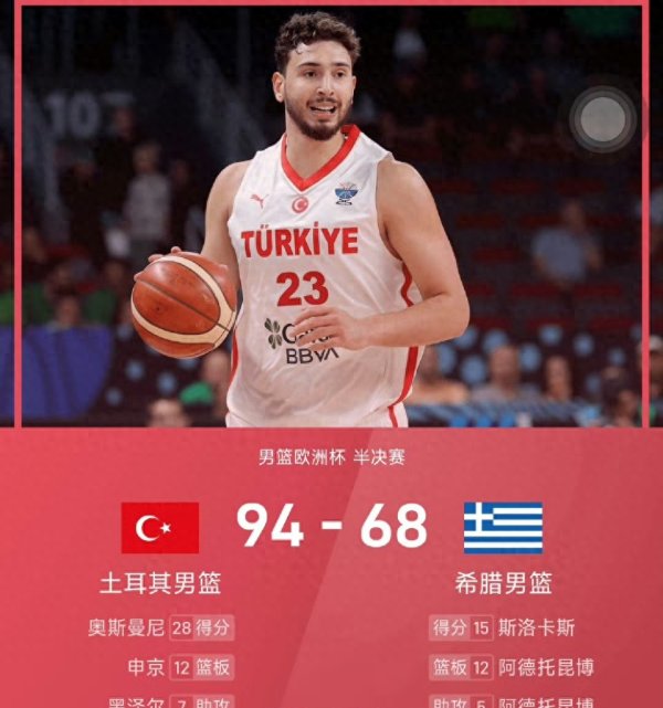 德国98: 86芬兰, 土耳其94: 68希腊! 小黑申京炸裂, 新王必将登基!