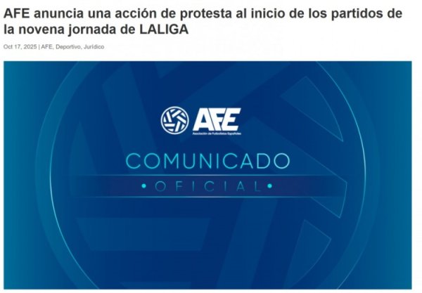 反对海外办赛！西班牙球员协会宣布将在第9轮赛事  开始前进行抗议