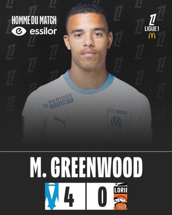 巅峰期  身价5000万欧! 格林伍德传射获最有价值球员 开季2球3助领跑法甲助功  榜