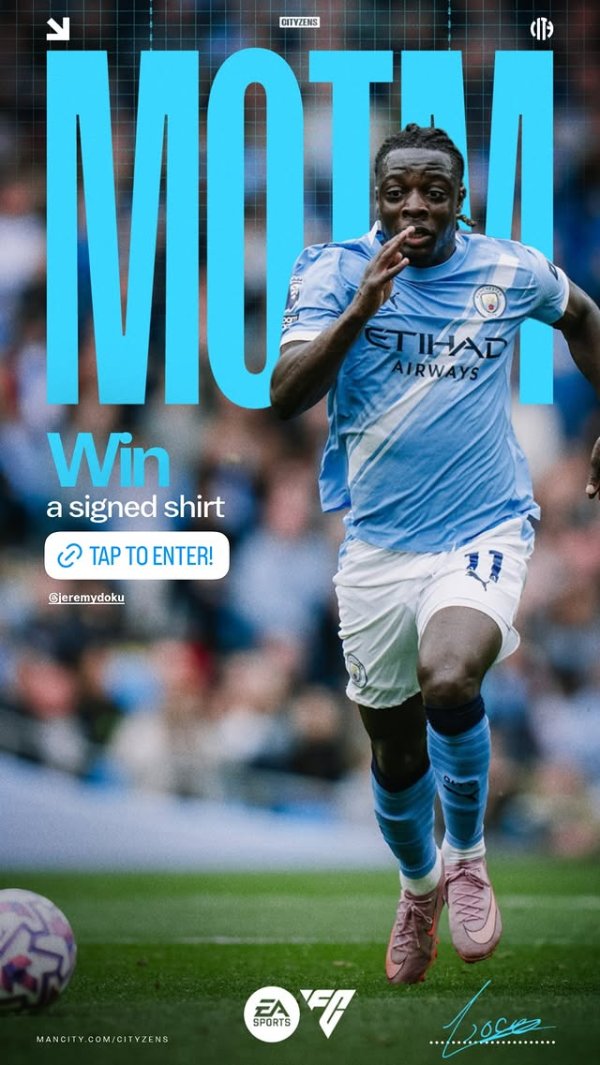 单场7次过人! 曼城官方: 多库当选5-1伯恩利队内最佳球员